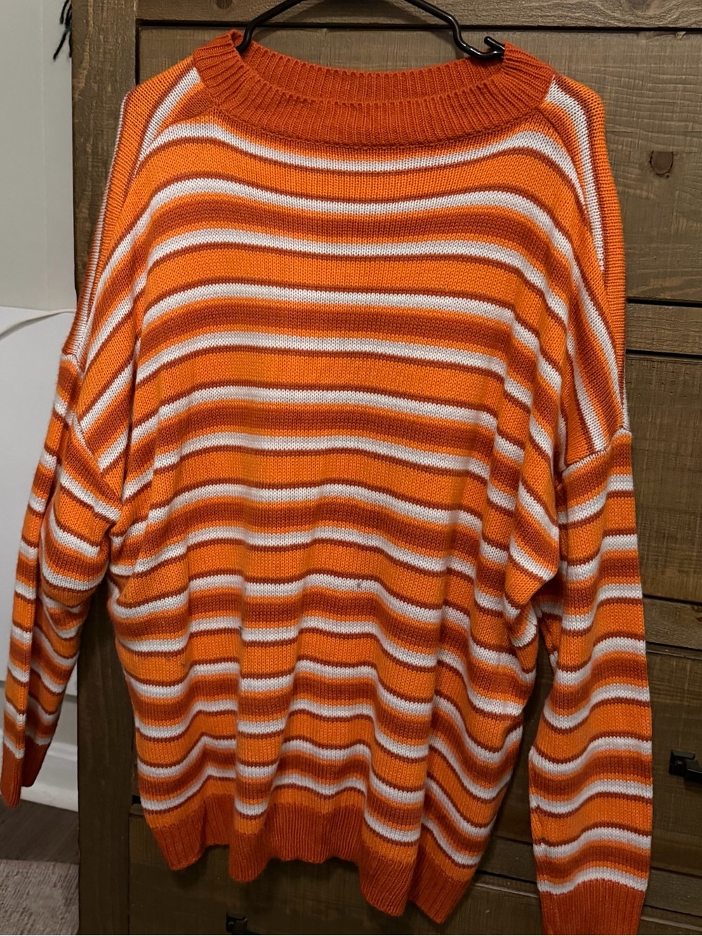 Striped Orange and White Women's oversized knit Sweater